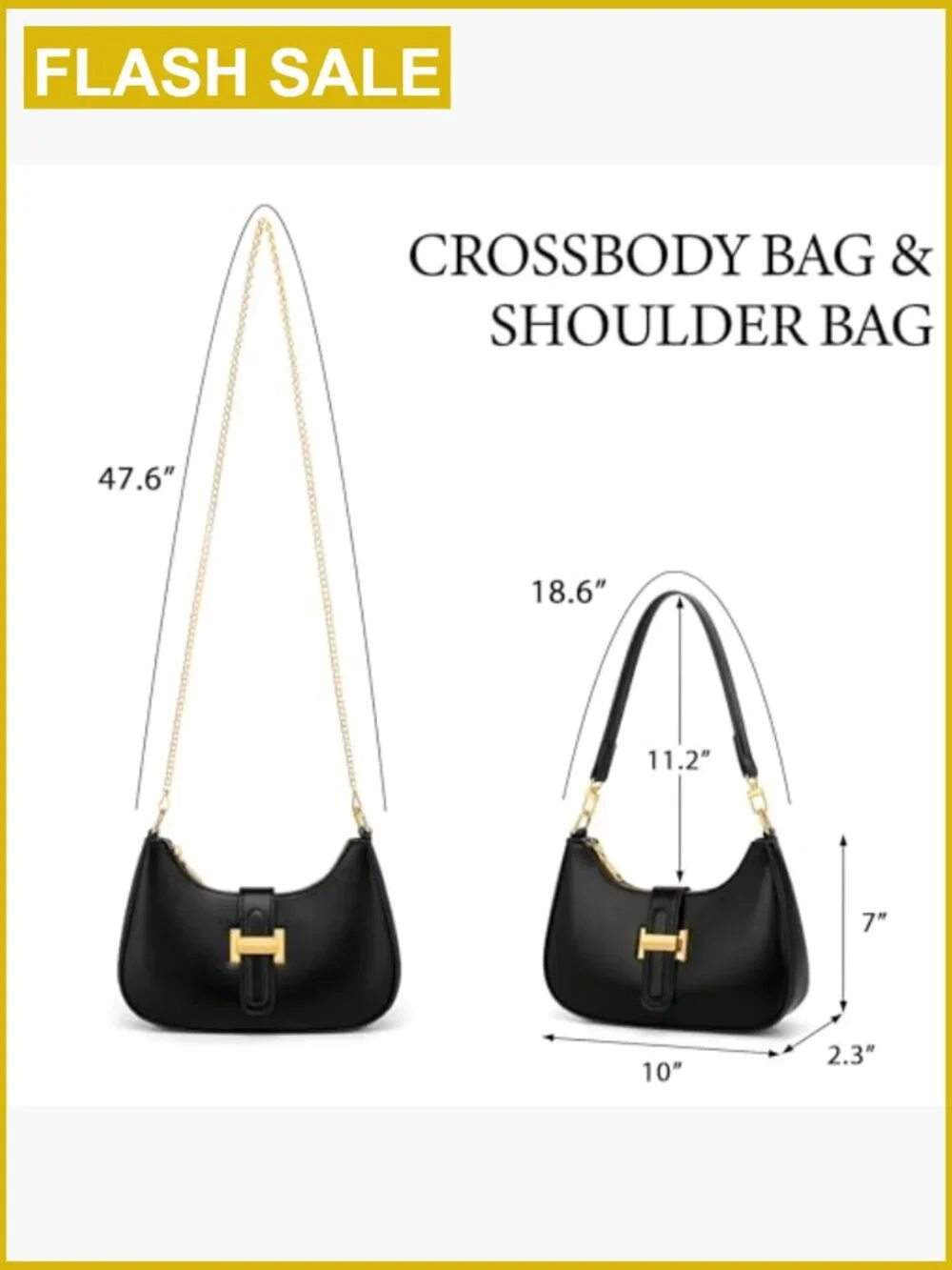 Vegan Leather Hobo Shoulder Bag with Removable Strap, Crescent Handbag